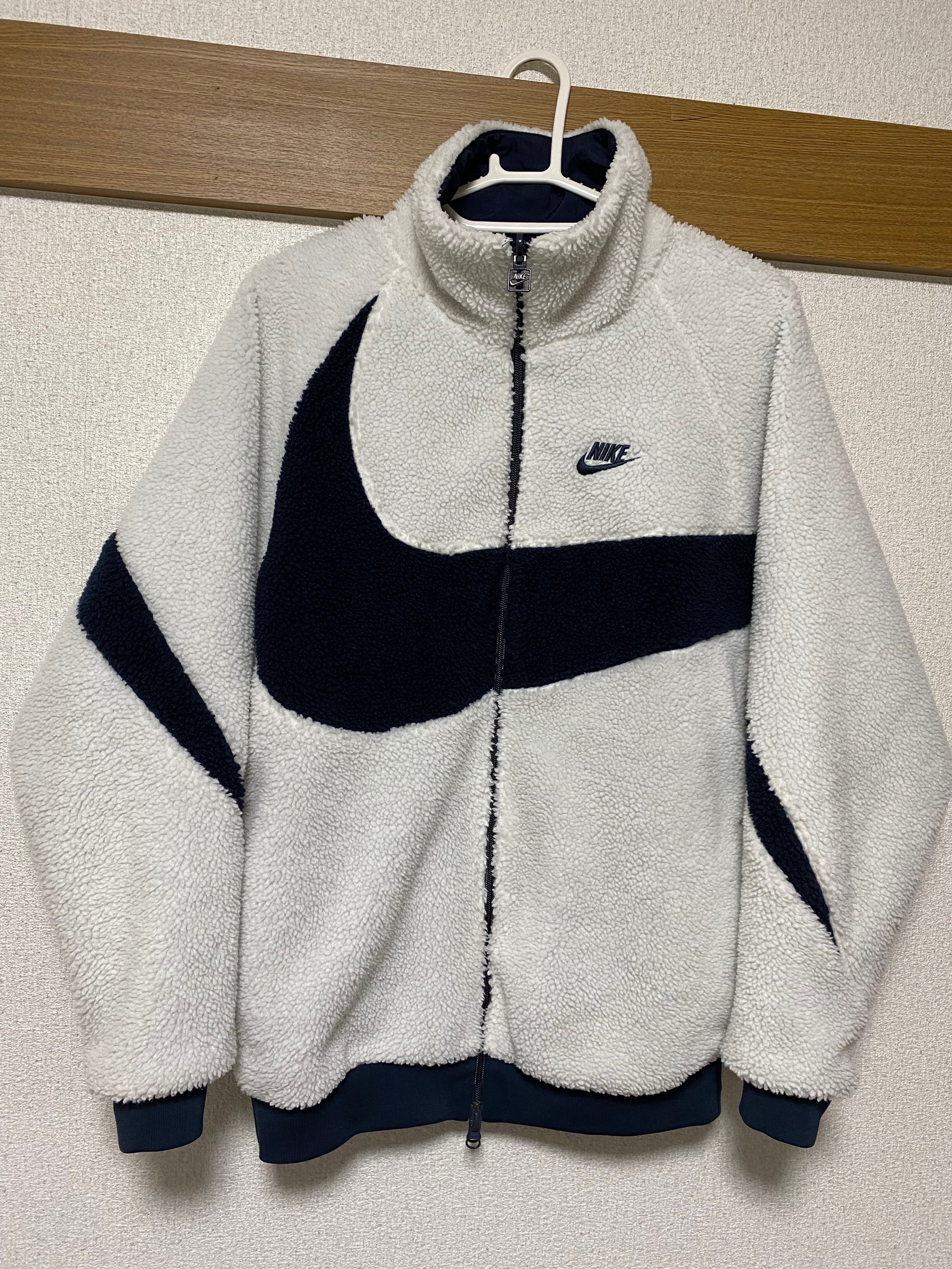Nike Big Swoosh Reversible Boa Jacket "Sail/Dark Obsidian"