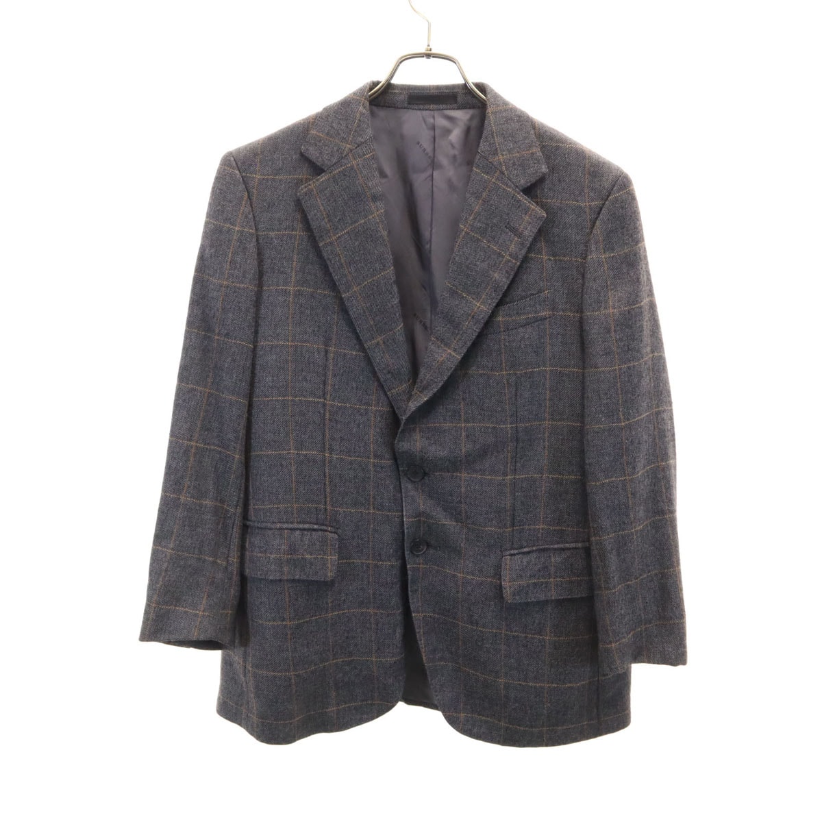 BURBERRY LONDON バーバリーロンドン 日本製 アルパカ チェック柄 テーラードジャケット AB3 チャコールグレー 三陽商会
