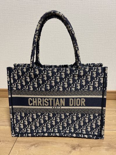 Dior Book Tote Small Bag Oblique Embroidery "Ecru/Blue"