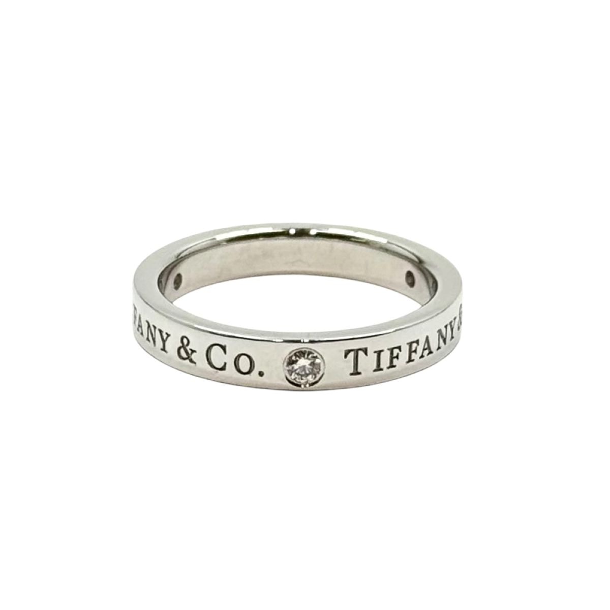 美品 TIFFANY&Co. ティファニー フラットバンドリング 3Pダイヤ シルバー Pt950プラチナ ダイヤモンド/ リング 指輪 アクセサリー ジュエリー 6.5号 Y1-00007 【中古】