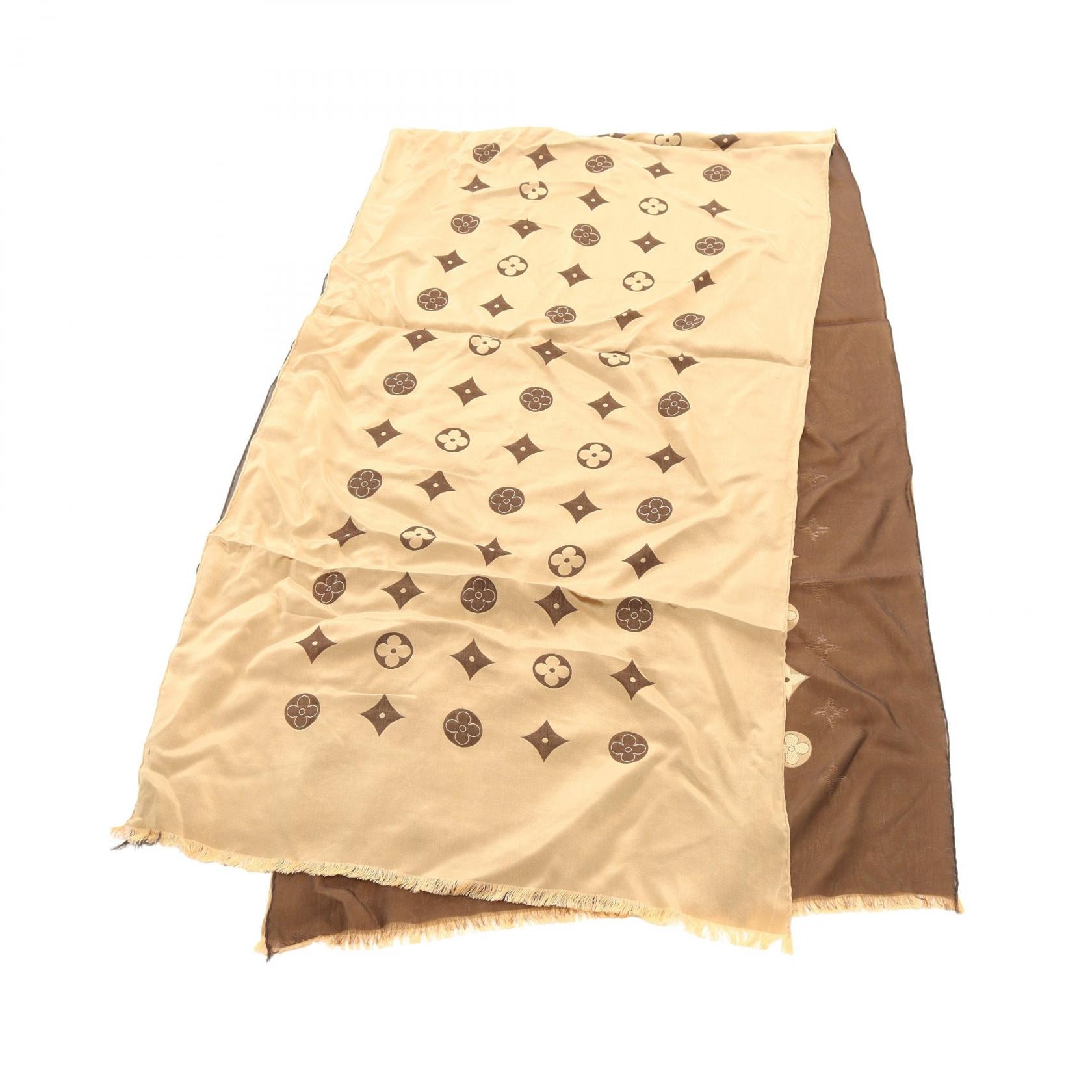 ルイ・ヴィトン LOUIS VUITTON エトール ヴェニス モノグラム ストール 衣料品 シルク ベージュ レディース ベージュ系 / ブラウン系 【中古】