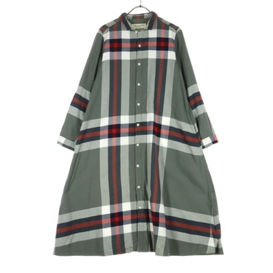 BEAMS BOY ビームスボーイ チェック柄 長袖 シャツワンピース グレー
