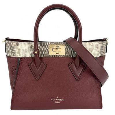 LOUIS VUITTON ルイヴィトン 2WAY オンマイサイド PM ハンドバッグ ショルダーバッグ M22911 レザー パイソン レッド 赤 ゴールド金具 レディース【中古品】