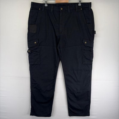 古着 カーハート Carhartt パンツ ワーク カーゴ サイドポケット ワンポイントロゴ ジッパーフライ リップストップ ブラック系 メンズ