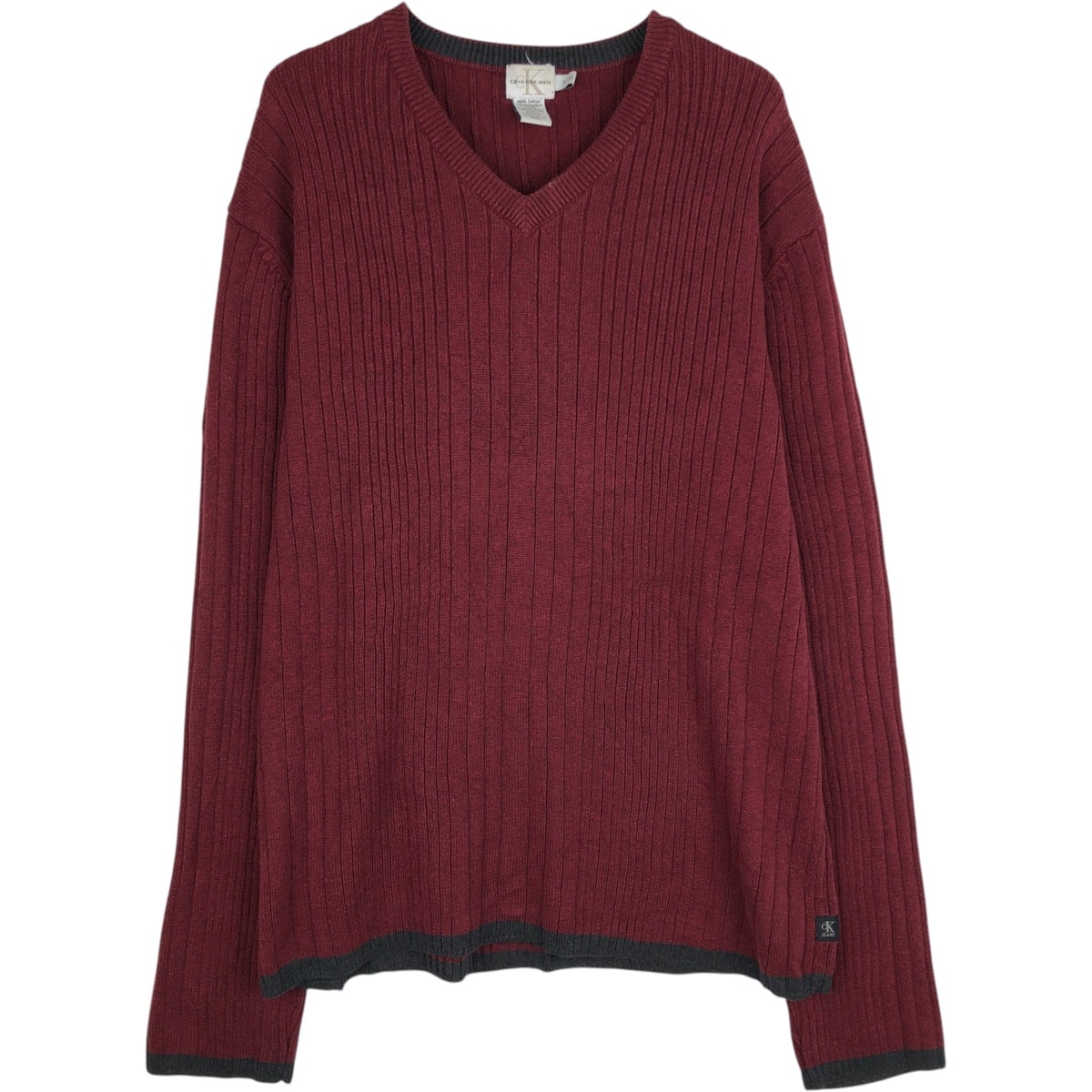 古着 90~00年代 カルバンクライン Calvin klein JEANS リブ編み Vネック コットンニットセーター メンズXL相当 ヴィンテージ/eaa645900