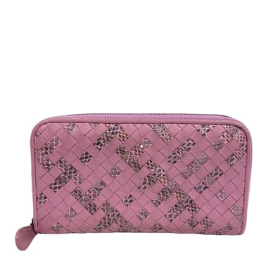 ボッテガヴェネタ BOTTEGAVENETA 長財布 イントレチャート ラウンドジップウォレット パープル