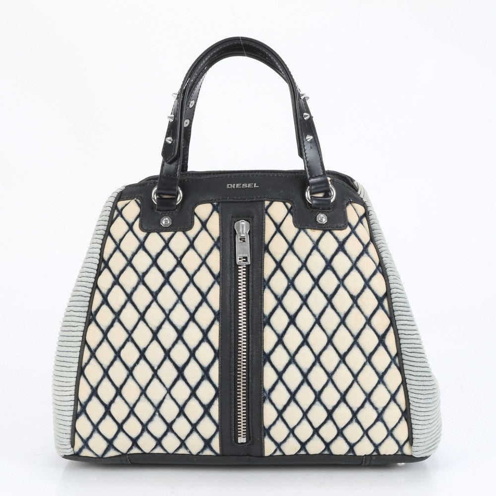 ■美品 ディーゼル キルティング ジップ スタッズトート バッグ