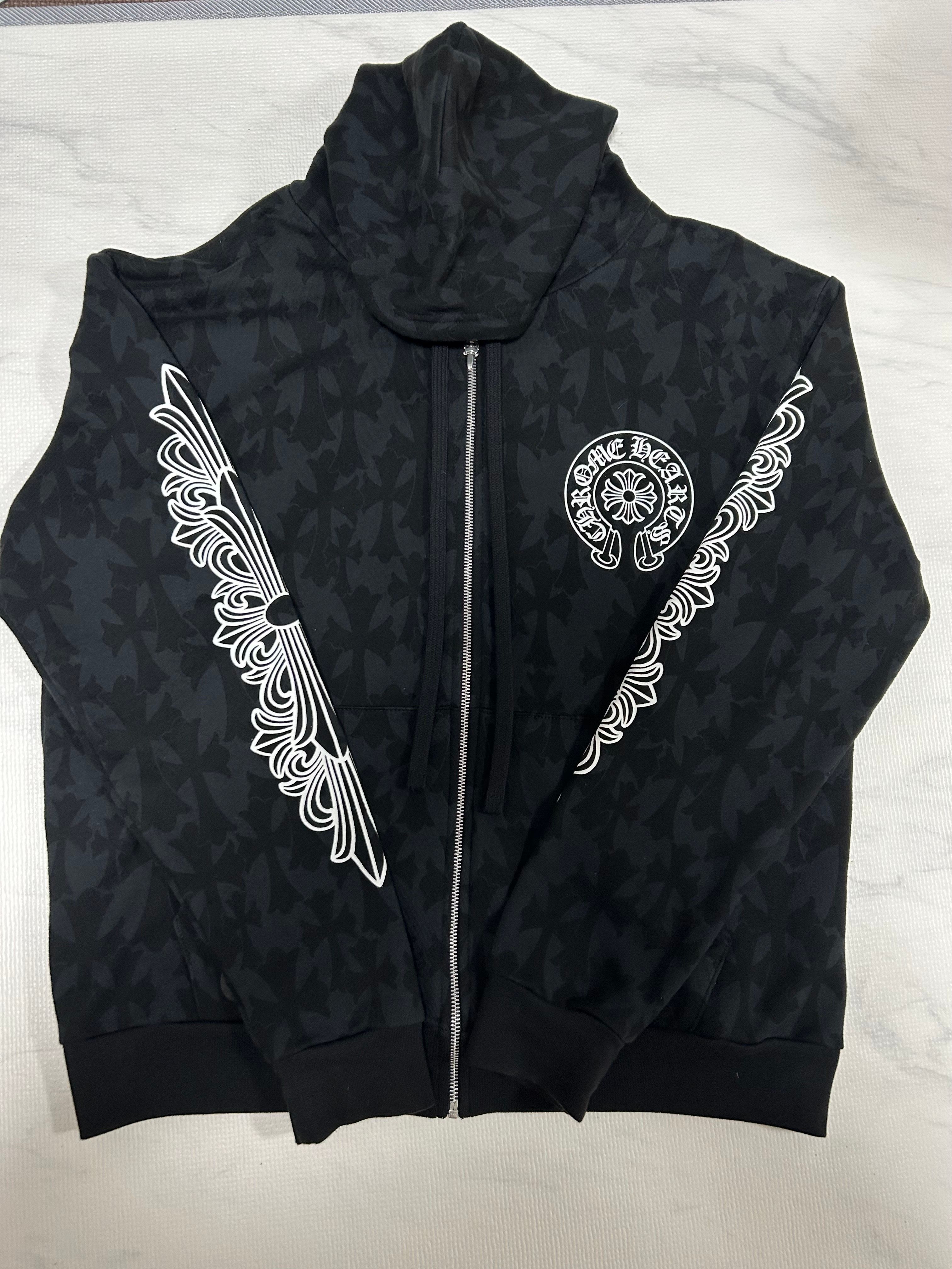 クロムハーツ 総柄クロスプリントジップアップパーカー