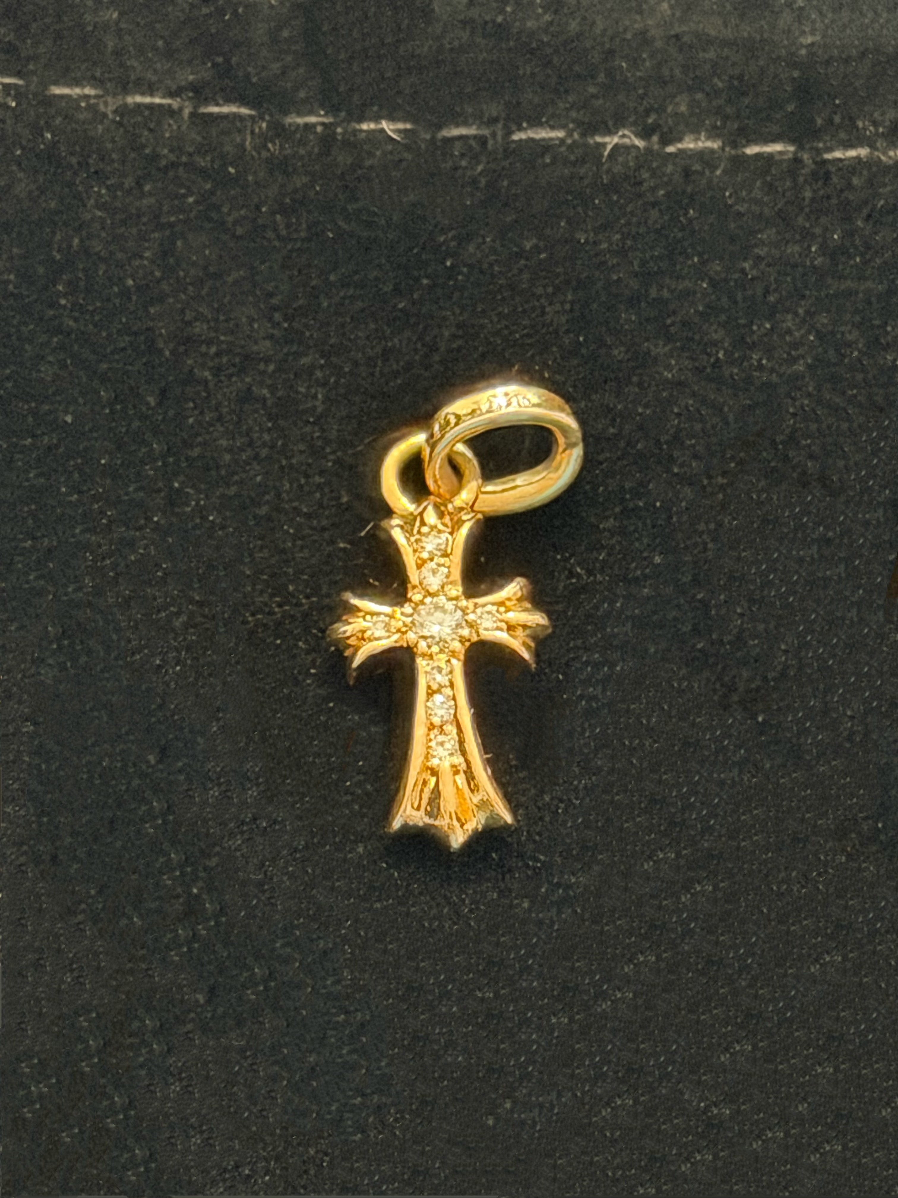Chrome Hearts 22K CH Cross Baby Fat Charm with Pave Diamond "Yellow Gold"
