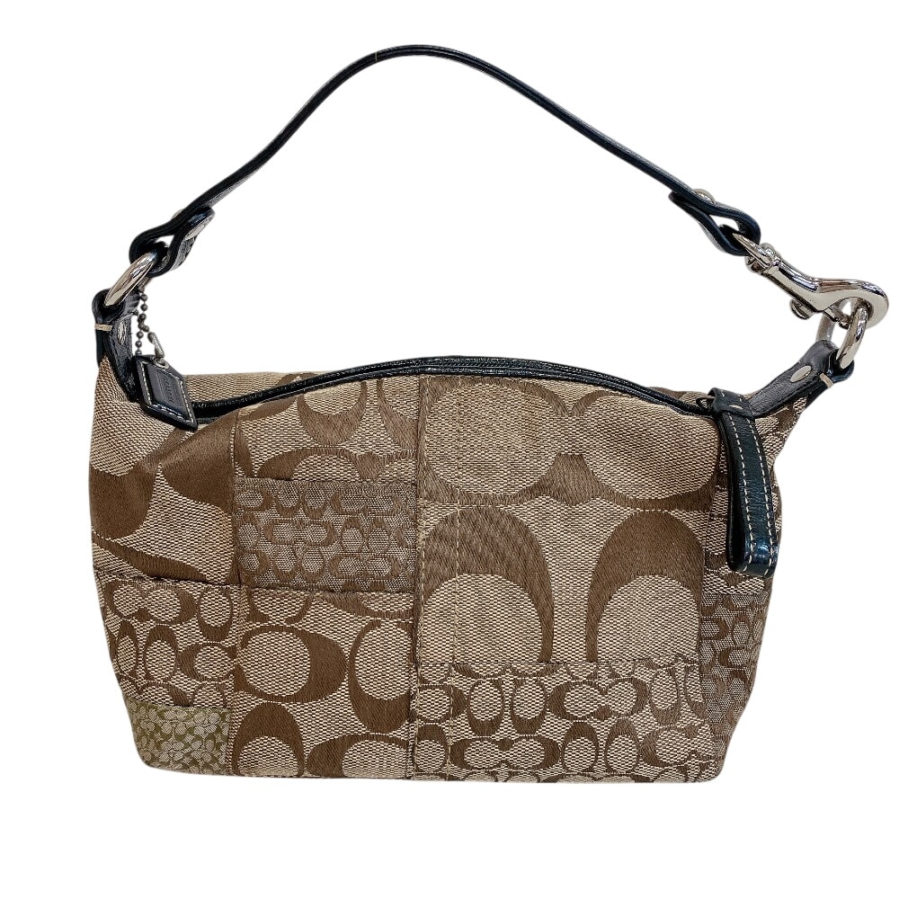 コーチ COACH ハンドバッグ ミニシグネチャー パッチワーク アクセサリーポーチ ブラウン