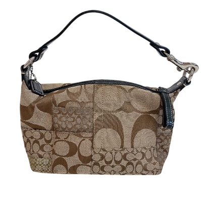 コーチ COACH ハンドバッグ ミニシグネチャー パッチワーク アクセサリーポーチ ブラウン