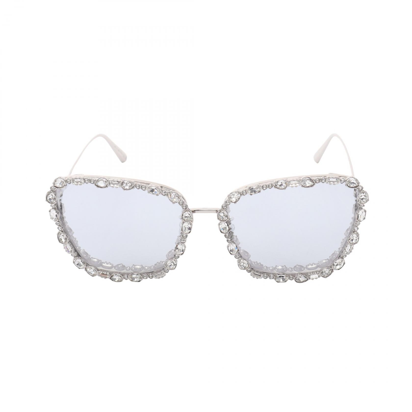 ディオール Dior Miss Dior B2U サングラス 衣料品 メタル / ラインストーン レディース シルバー系 / クリア系 【中古】