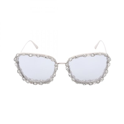 ディオール Dior Miss Dior B2U サングラス 衣料品 メタル / ラインストーン レディース シルバー系 / クリア系 【中古】