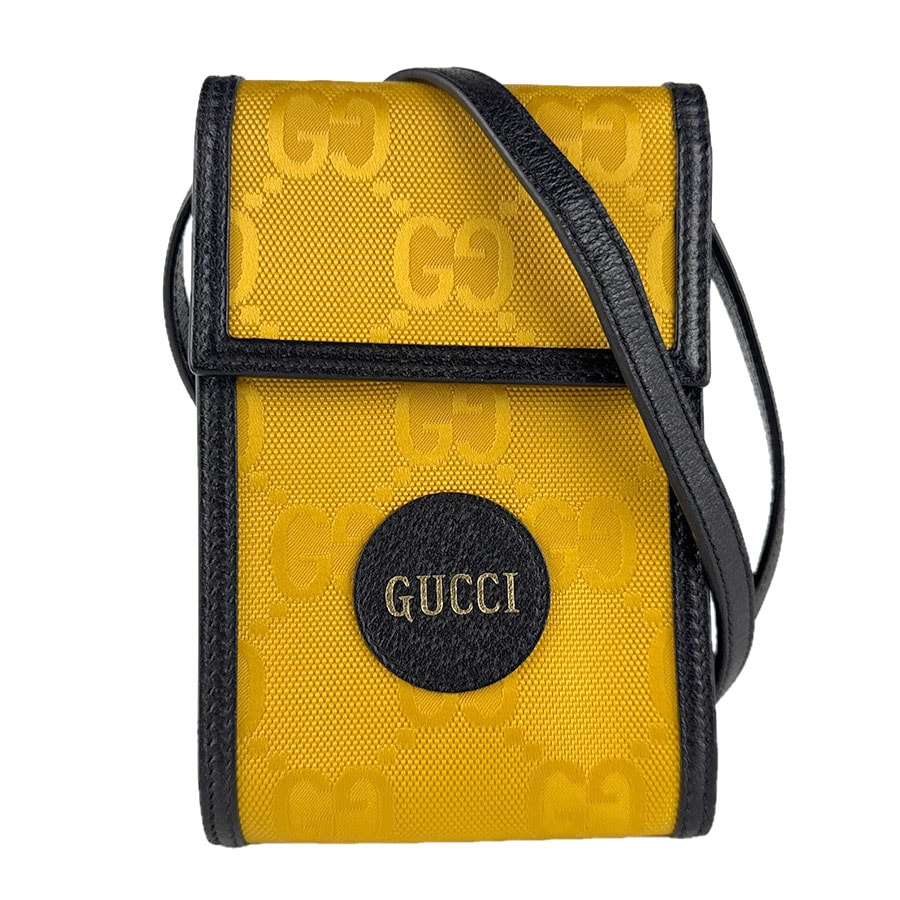 グッチ GUCCI ショルダーバッグ オフ ザ グリッド ナイロンキャンバス/レザー イエロー×ブラック メンズ 625599【中古】 z8496