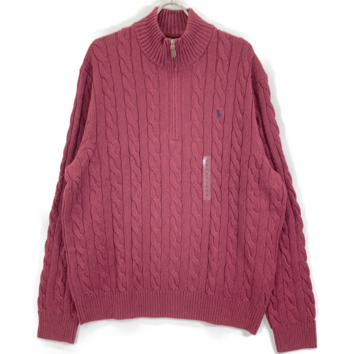 ポロ ラルフローレン ボルドー コットン ハーフZIP ケーブル セーター XXL