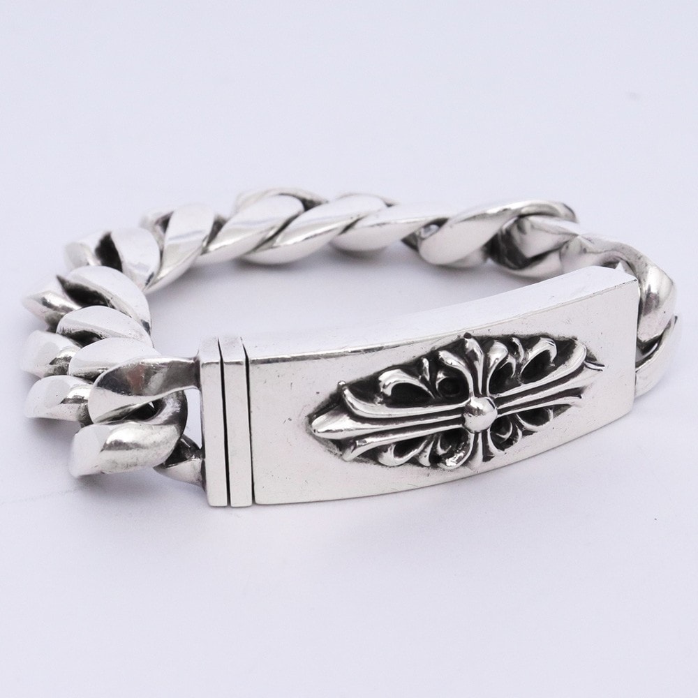 Chrome Hearts ID Bracelet W / Floral Cross W / Classic Link ID-Floral CROSS W / Classic Link "Silver"