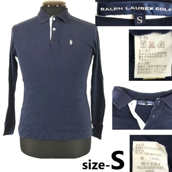 RALPH LAUREN GOLF/ラルフローレン★長袖ポロシャツ【メンズS/navy/ネイビー】日本正規代理店タグ/ ゴルフウェア/Tops/Shirts◆cBH839