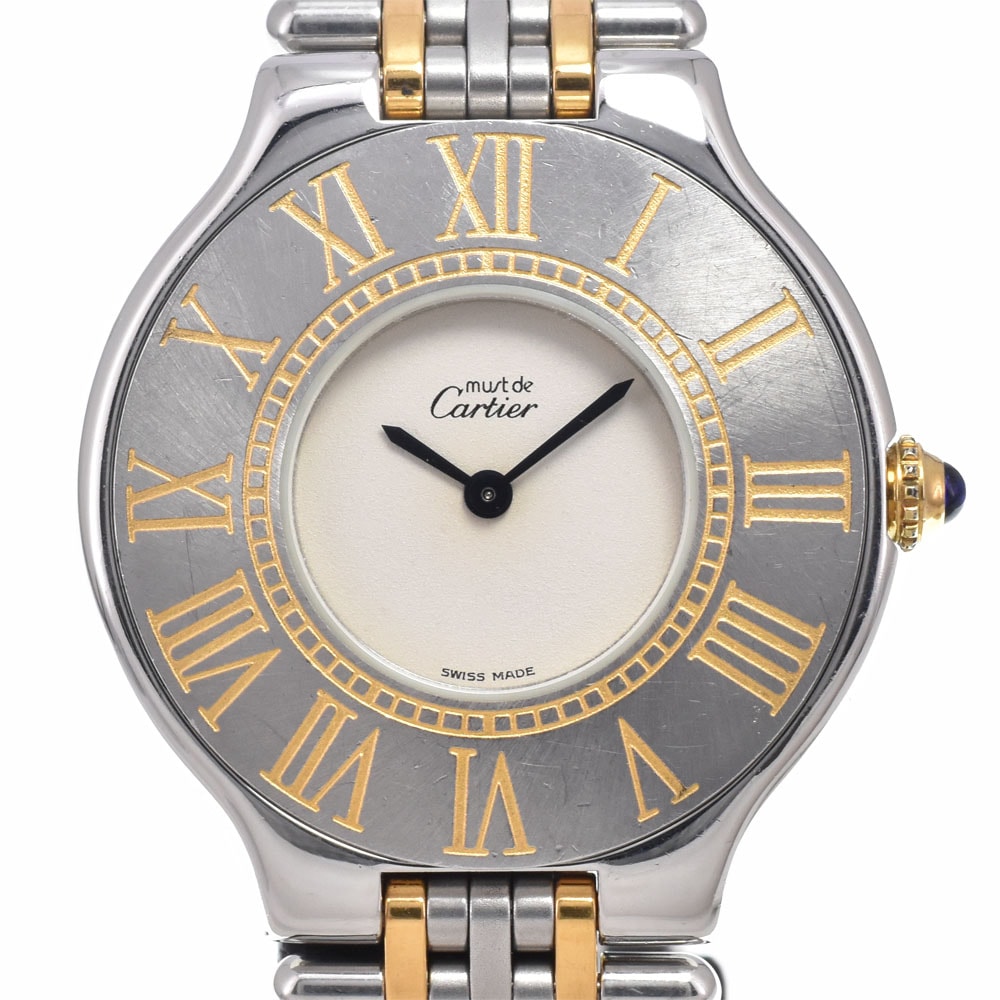 カルティエ CARTIER マスト21 LM SS/GP アイボリー クォーツ メンズ 腕時計 J#150070