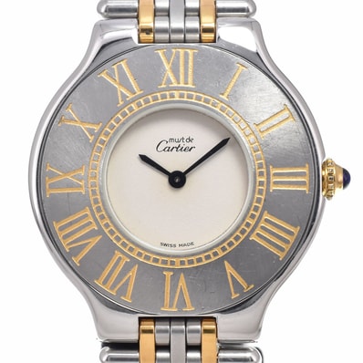 カルティエ CARTIER マスト21 LM SS/GP アイボリー クォーツ メンズ 腕時計 J#150070