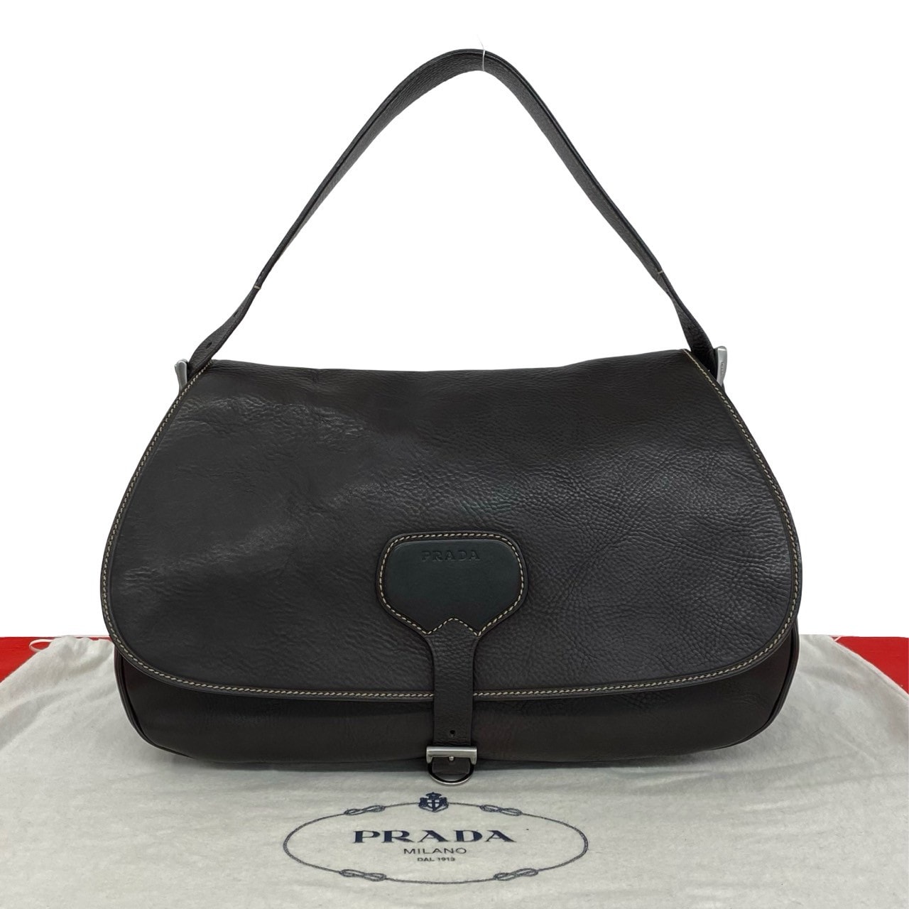 B (目立った傷や汚れなし)】PRADA プラダ ロゴ レザー ショルダー 