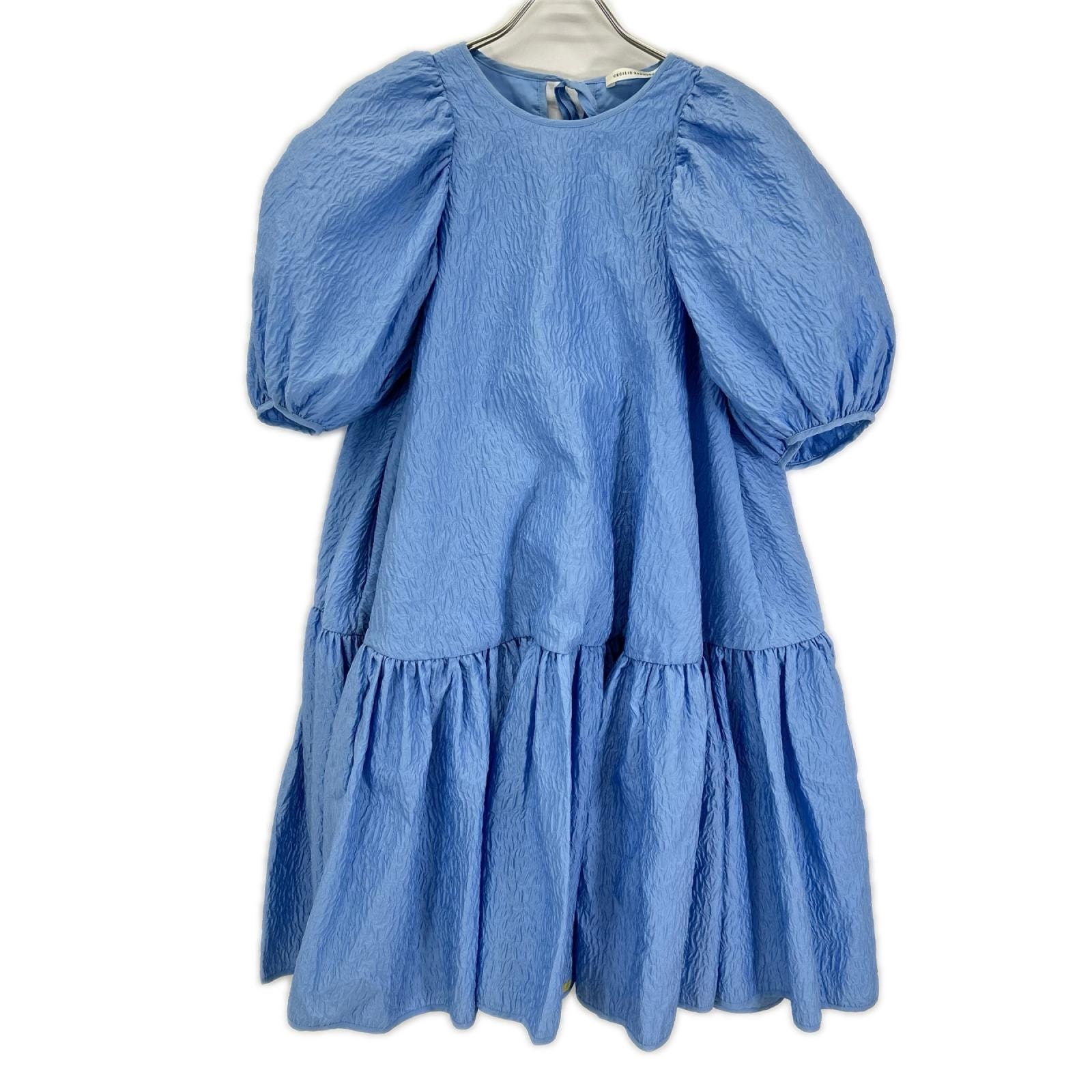 セシリーバンセン 02.21-RTW0067 ライトブルー ALEXA DRESS/ アレクサドレス パフスリーブワンピース UK8