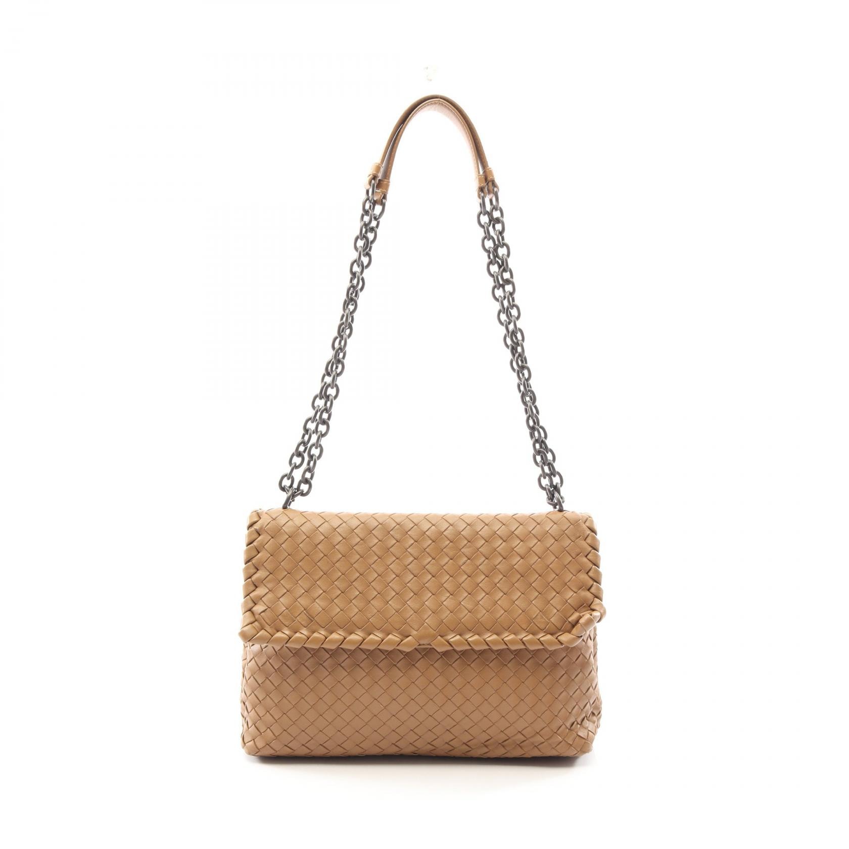 ボッテガヴェネタ BOTTEGA VENETA オリンピア イントレチャート ショルダーバッグ バッグ レザー レディース ブラウン系 【中古】