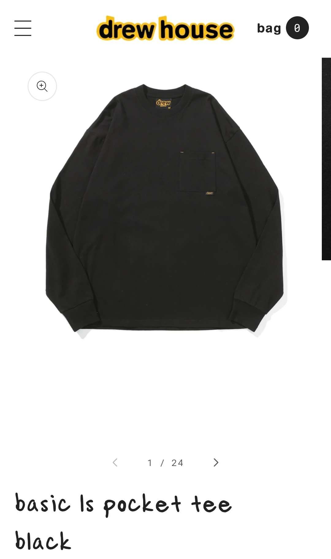 drew house basic ls pocket teeblack