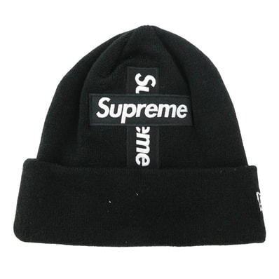 Supreme シュプリーム ニットキャップ 20AW × New Era ニューエラ Cross Box Logo Beanie クロスボックスロゴ ビーニー ニットキャップ 帽子 ブラック系【中古】