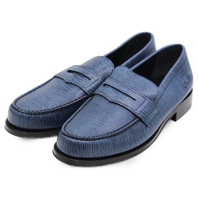 【美品】LOUIS VUITTON ルイ・ヴィトン コインローファー FA0148 2018年製 ソルボンヌライン エピ レザー シグネチャー ロゴ 刻印 レザーソール シューズ 革靴 メンズ サイズ 9 ブルー 青 イタリア製