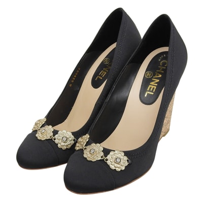 極美品 シャネル パンプス ブラック レディース 37 G28002