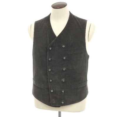 【中古】ジョルジオアルマーニ GIORGIO ARMANI コットン コーデュロイ カジュアル系ジレ ベスト グレー【サイズ52】【メンズ】