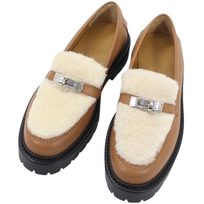 【新品】エルメス HERMES ローファー アイコン #37.5 サイズ37.5 ブラウン ケリー金具 ケリーバックル シューズ 女性靴 レディース プレゼント ギフト