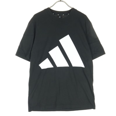 美品 adidas アディダス ロゴプリント 半袖 Tシャツ L ブラック
