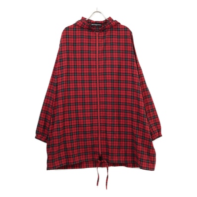 バレンシアガ 17年 508461 レッド チェック オーバーサイズ ジップアップトップス M