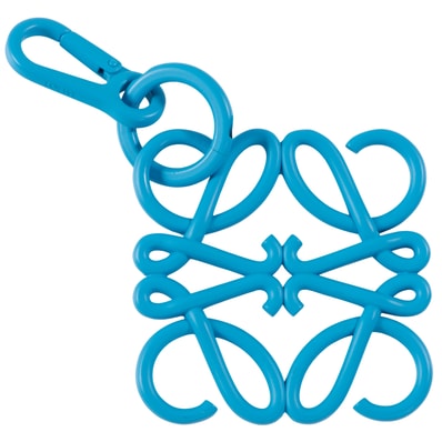 LOEWE ロエベ アナグラム チャーム キーホルダー キーリング メタル ブルー【中古】