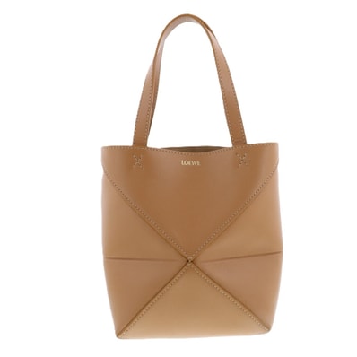【値下げ】LOEWE ロエベ パズルフォルド トート ミニ トートバッグ A657V25X01 カーフ ベージュ レディース【中古】