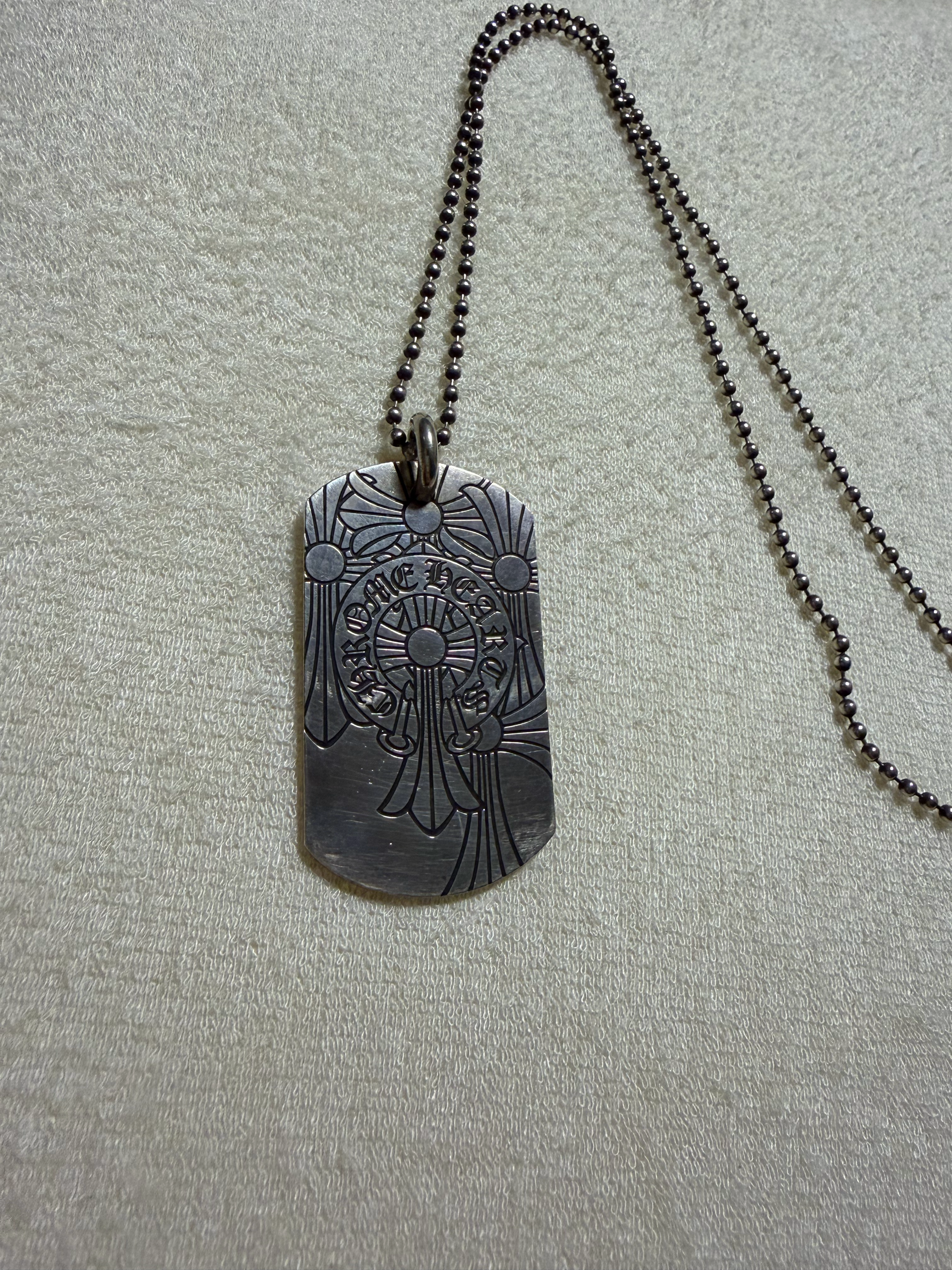 Chrome Hearts Dog Tag Large God Bless Charm "Silver"