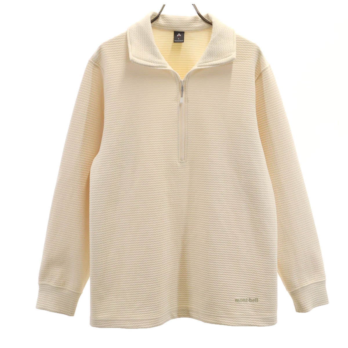 美品 mont-bell モンベル 長袖 ハーフジップ リップ ニット L 生成り プルオーバー アウトドア