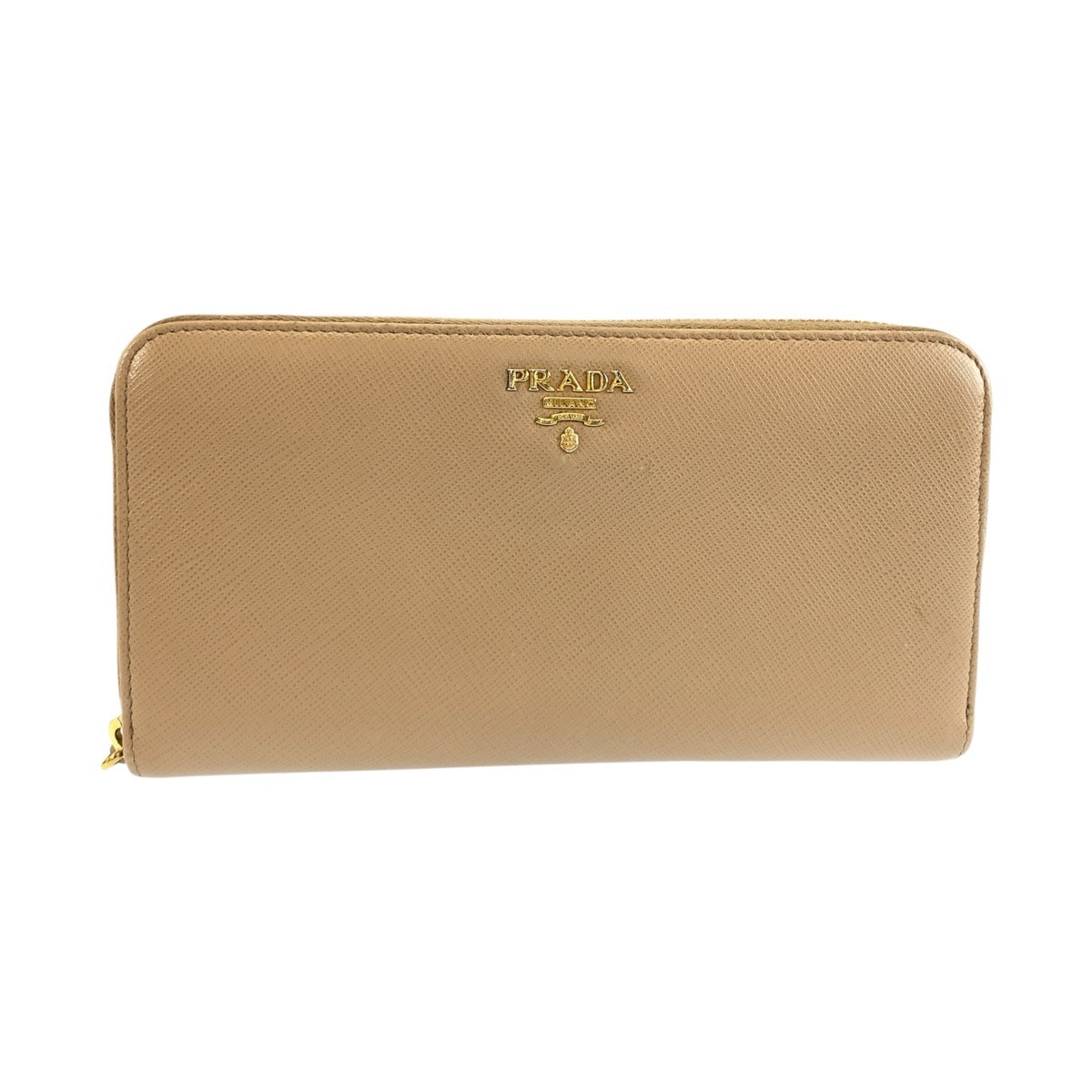 PRADA プラダ サフィアーノ ベージュ ゴールド金具 レザー 長財布 ロングウォレット 1-0292573 【中古】