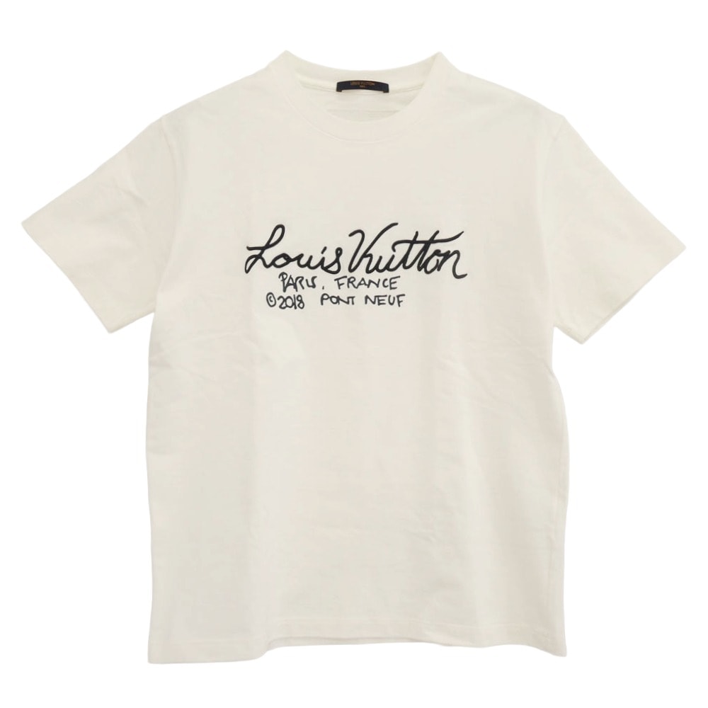 LOUIS VUITTON ルイ・ヴィトン Ｔシャツ 1A7XNG シグネチャー プリント＆エンブロイダリー 半袖 Ｔシャツ オフホワイト系 L【中古】