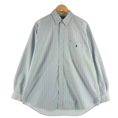 古着 ラルフローレン Ralph Lauren BIG SHIRT 長袖 ボタンダウンストライプシャツ メンズL相当/eaa515398