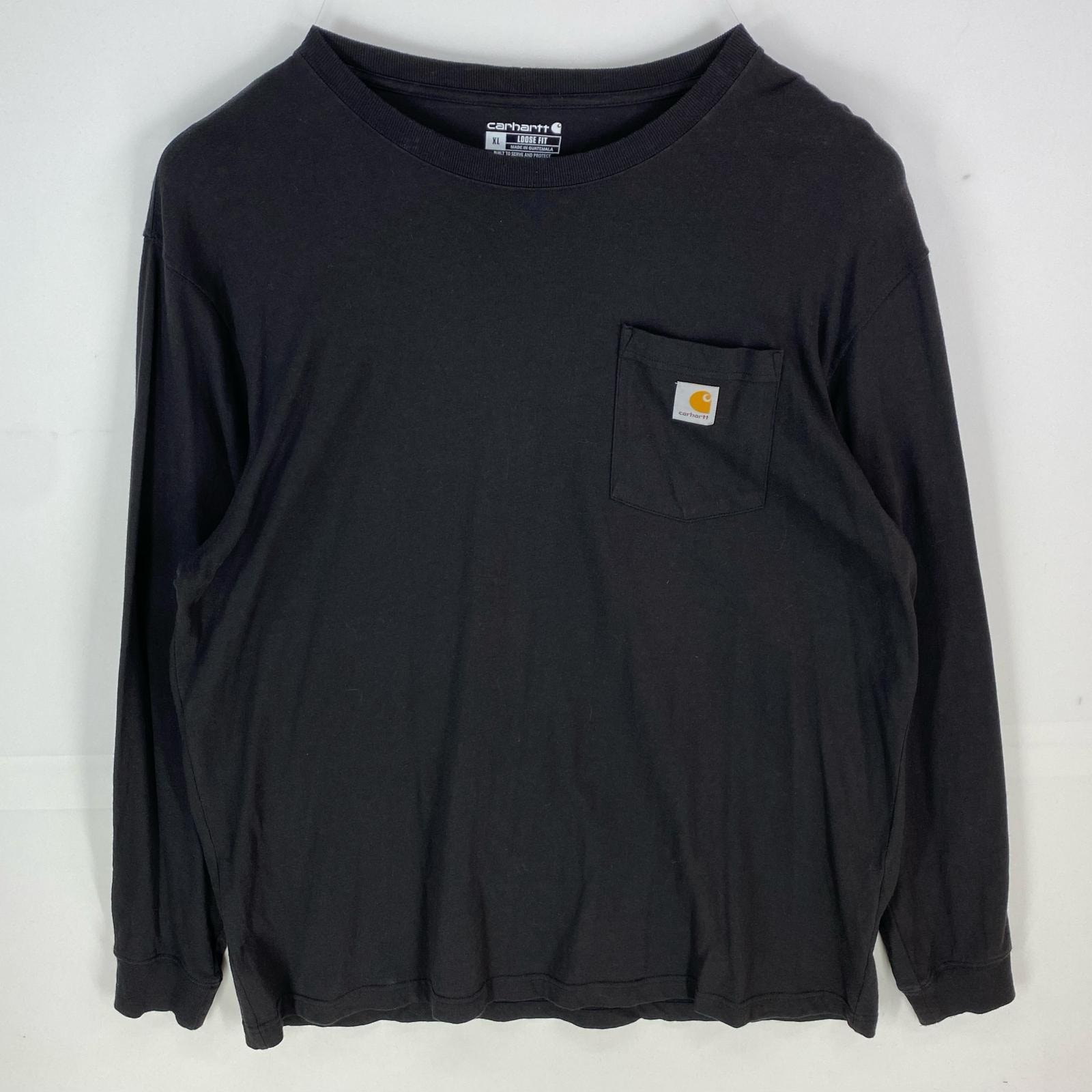 古着 カーハート Carhartt 長袖Tシャツ ワンポイントロゴ ロンT 大きいサイズ プルオーバー XL ブラック系 メンズ