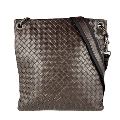 ボッテガヴェネタ BOTTEGAVENETA ショルダーバッグ イントレチャート レザー ブラウン×ブラック メンズ【中古】 z8780