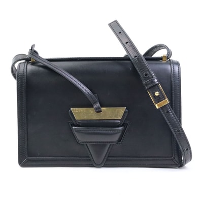 ロエベ LOEWE ショルダーバッグ バルセロナ レザー ブラック ゴールド レディース【中古】 e60511a