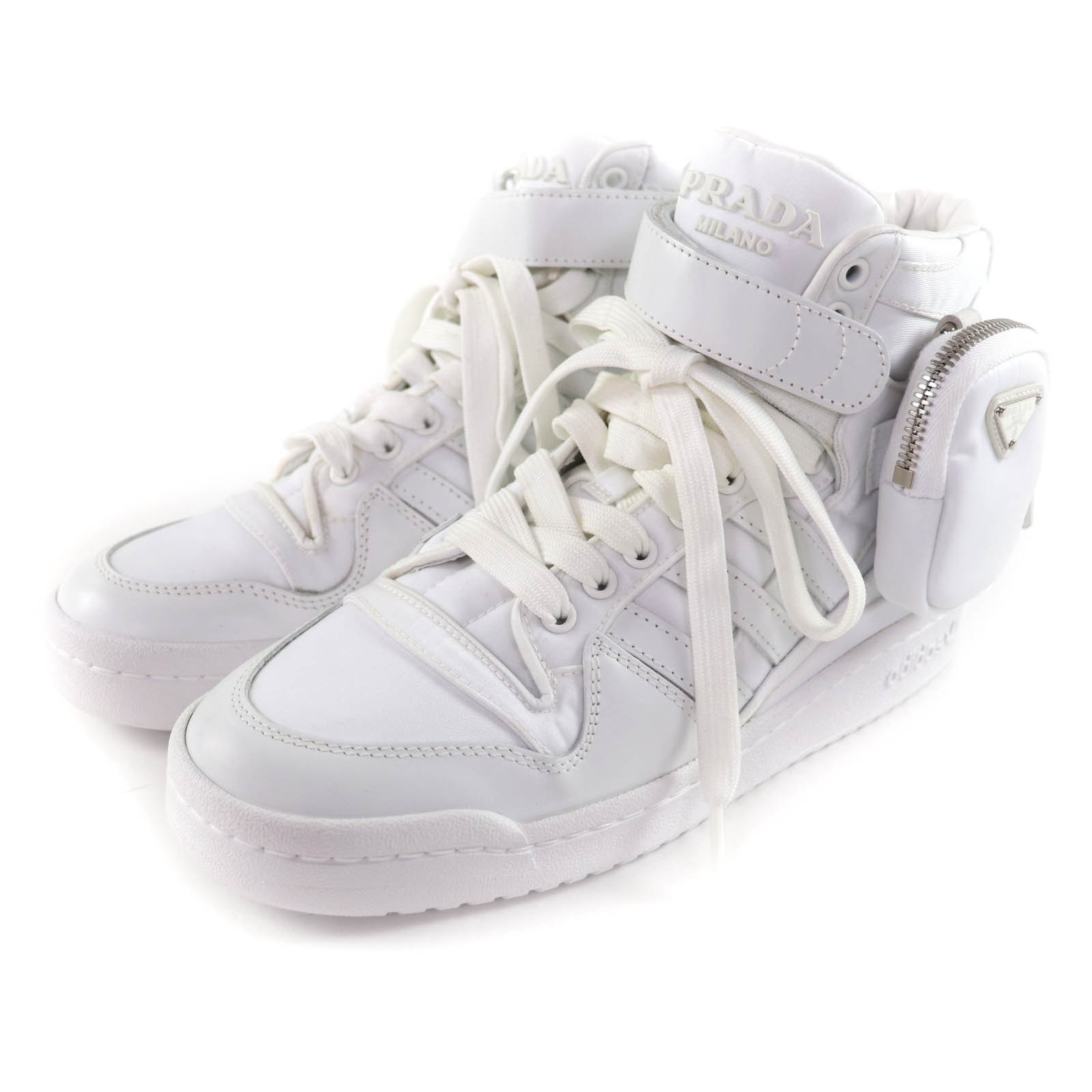 極美品 プラダ ハイカットスニーカー ホワイト レディース 24 2TG193 이미지
