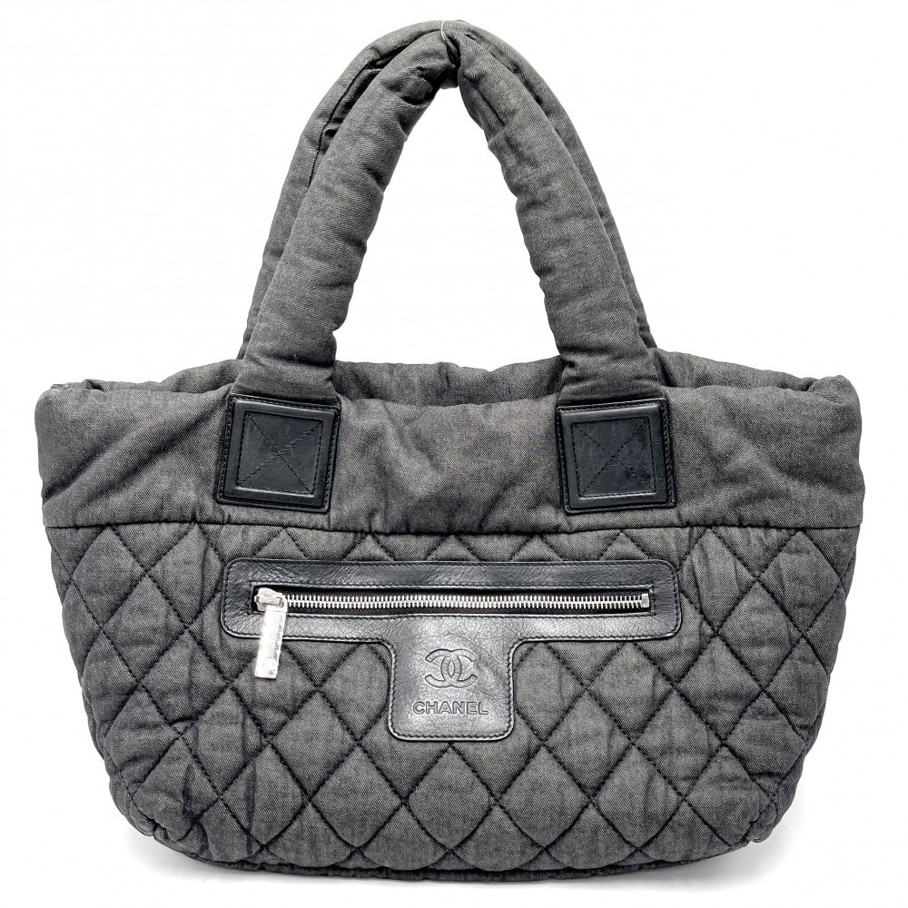 CHANEL シャネル ハンドバッグ コココクーンPM リバーシブル トートバッグ ココマーク Coco Cocoon マトラッセ キャンバス  ナイロン   グレー ボルドー シルバー金具 レディース【中古品】