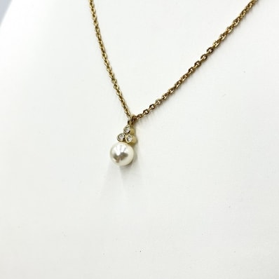 Christian Dior(クリスチャンディオール)ヴィンテージ ネックレス パール ラインストーン ゴールド レディース CDロゴ【中古】