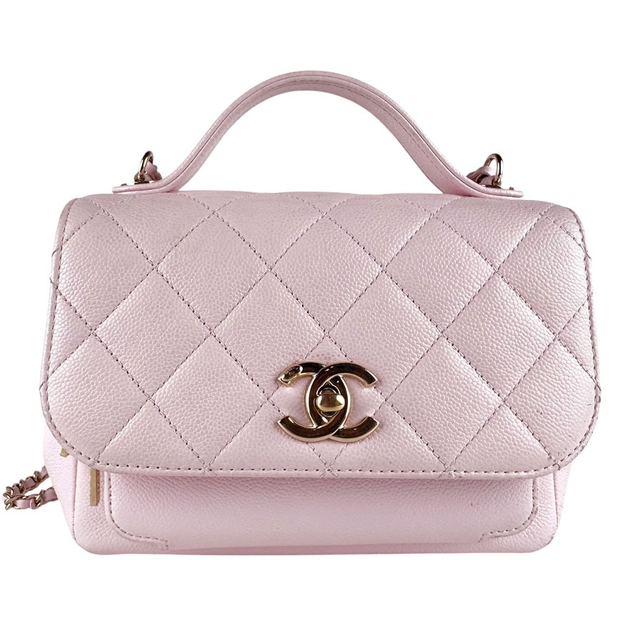 シャネル CHANEL ハンドバッグ ショルダーバッグ ビジネスアフィニティ キャビアスキンレザー ライトピンク ゴールド レディース【中古】 z9454