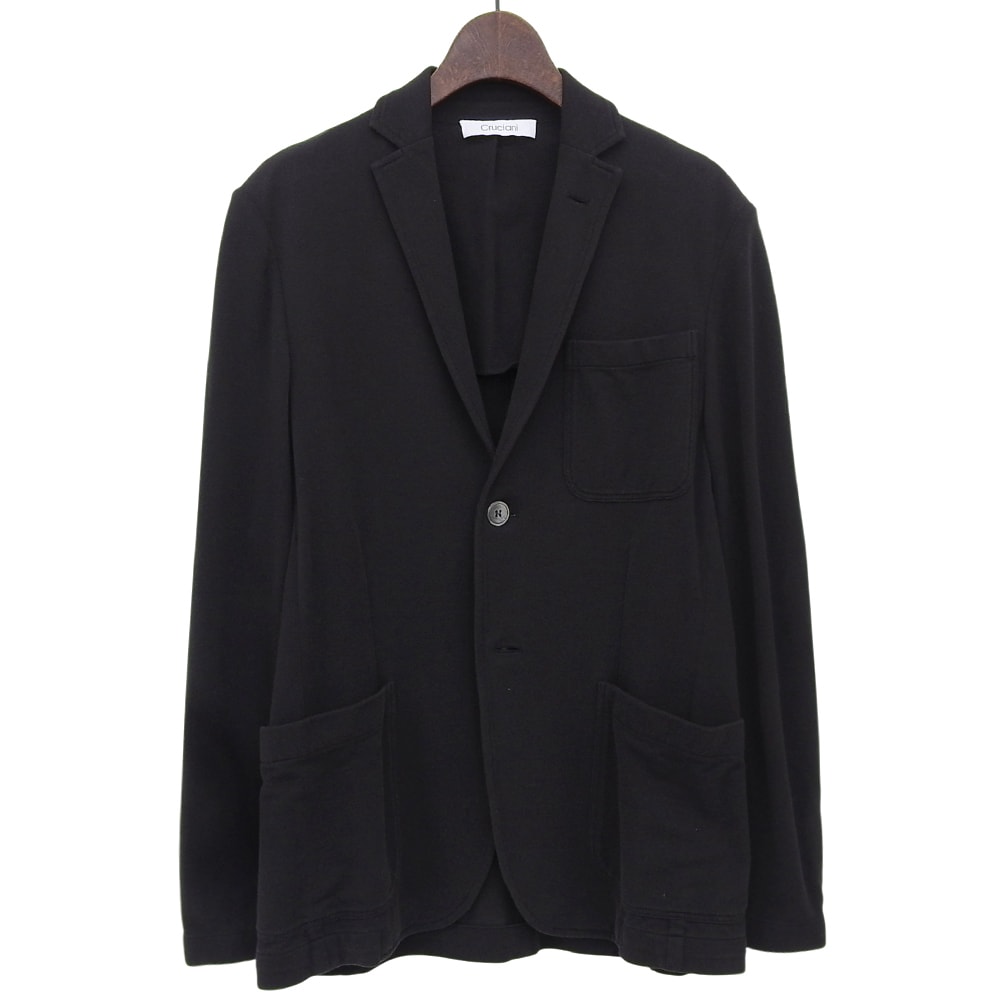 クルチアーニ 美品 コットン ニット ジャケット メンズ 黒 ブラック 44 JU1375 44