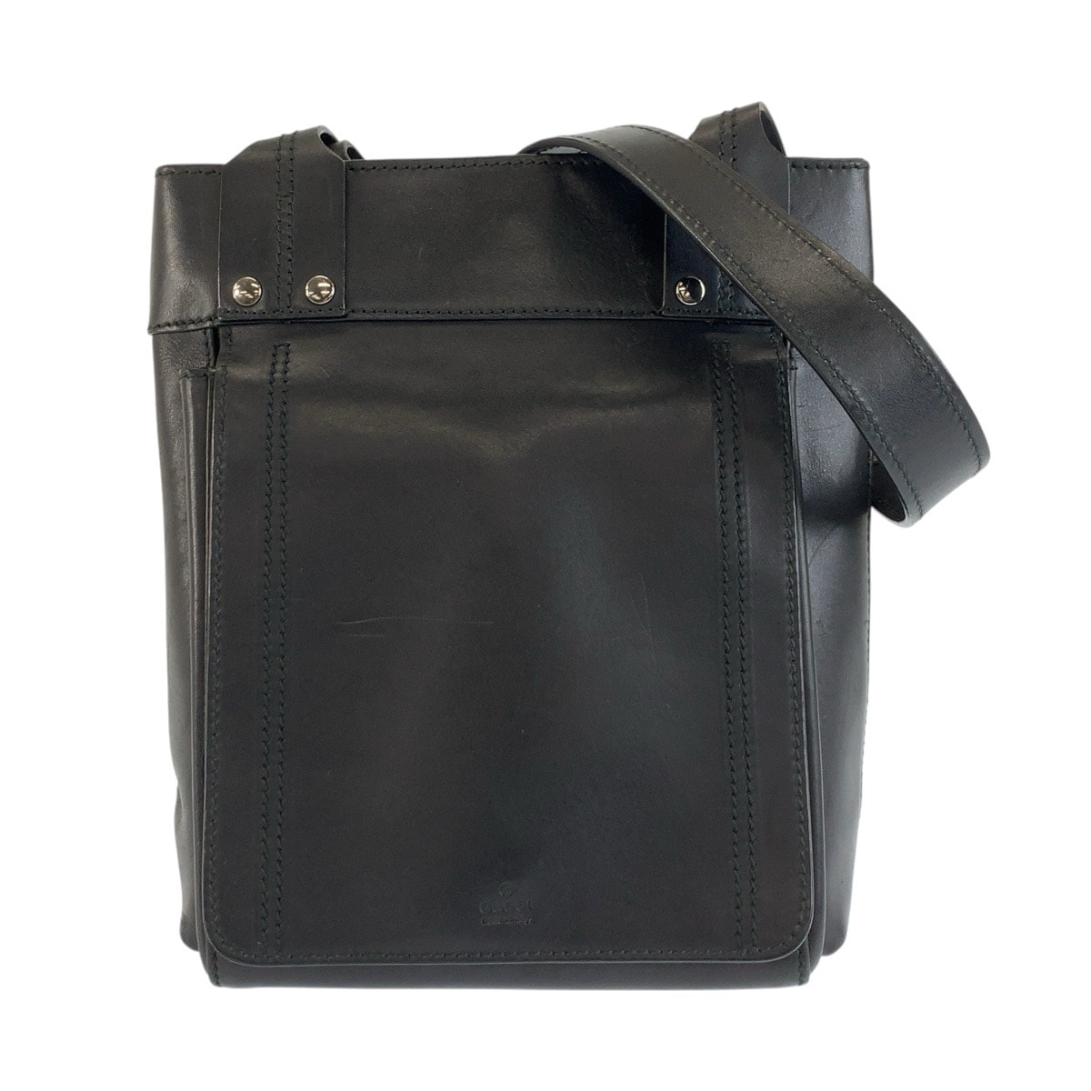 GUCCI グッチ ブラック 黒 シルバー金具 レザー ショルダーバッグ ポシェット 男女兼用 604716 【中古】